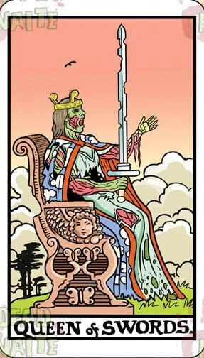 Queen of Swords card from the Dead Waite Tarot deck