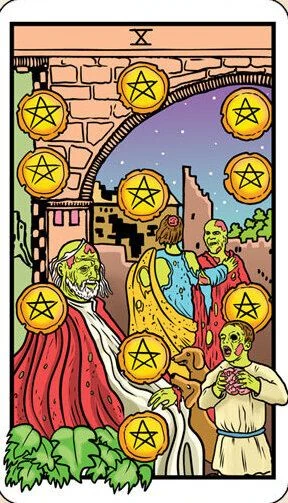 Ten of Pentacles card from the Dead Waite Tarot deck
