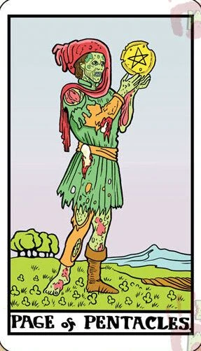 Page of Pentacles card from the Dead Waite Tarot deck