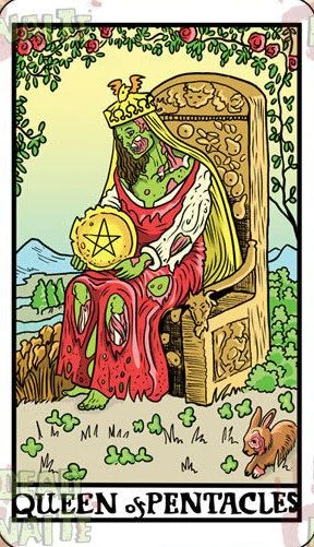 Queen of Pentacles card from the Dead Waite Tarot deck