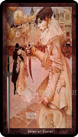Seven of Swords card from the Decadent Dreams Tarot deck