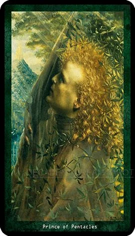 Prince of Pentacles card from the Decadent Dreams Tarot deck
