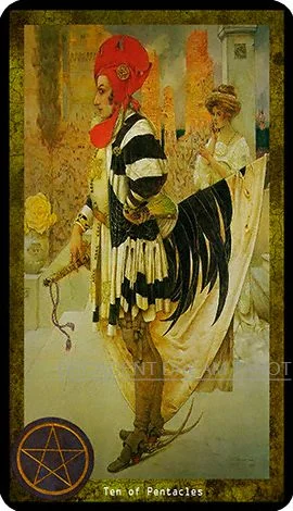 Ten of Pentacles card from the Decadent Dreams Tarot deck