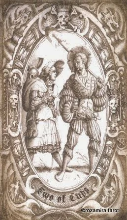 2 Cups card from the Deck of the Dead Tarot deck