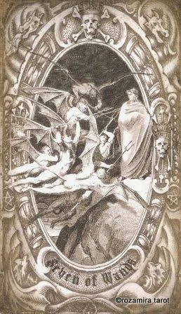 7 Wands card from the Deck of the Dead Tarot deck