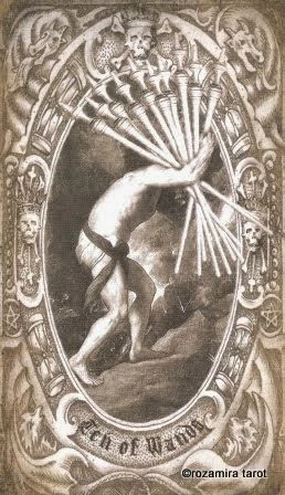 10 Wands card from the Deck of the Dead Tarot deck