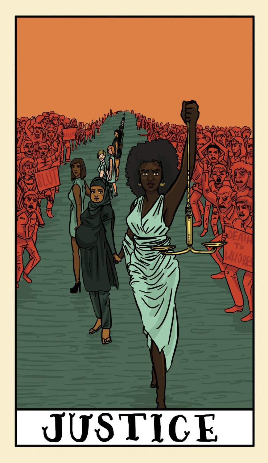 Justice card from the Delta Enduring Tarot deck