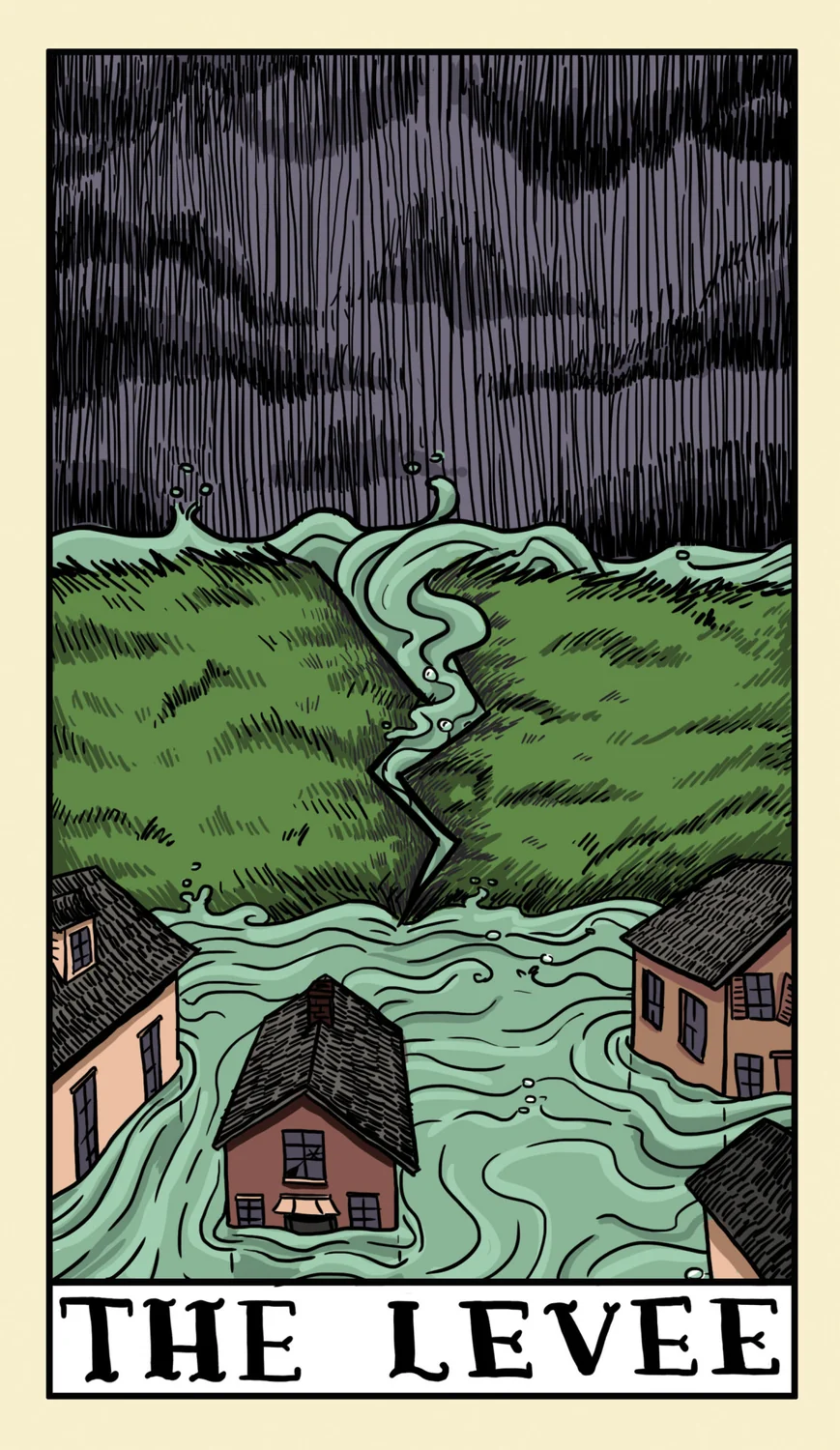 The Levee card from the Delta Enduring Tarot deck