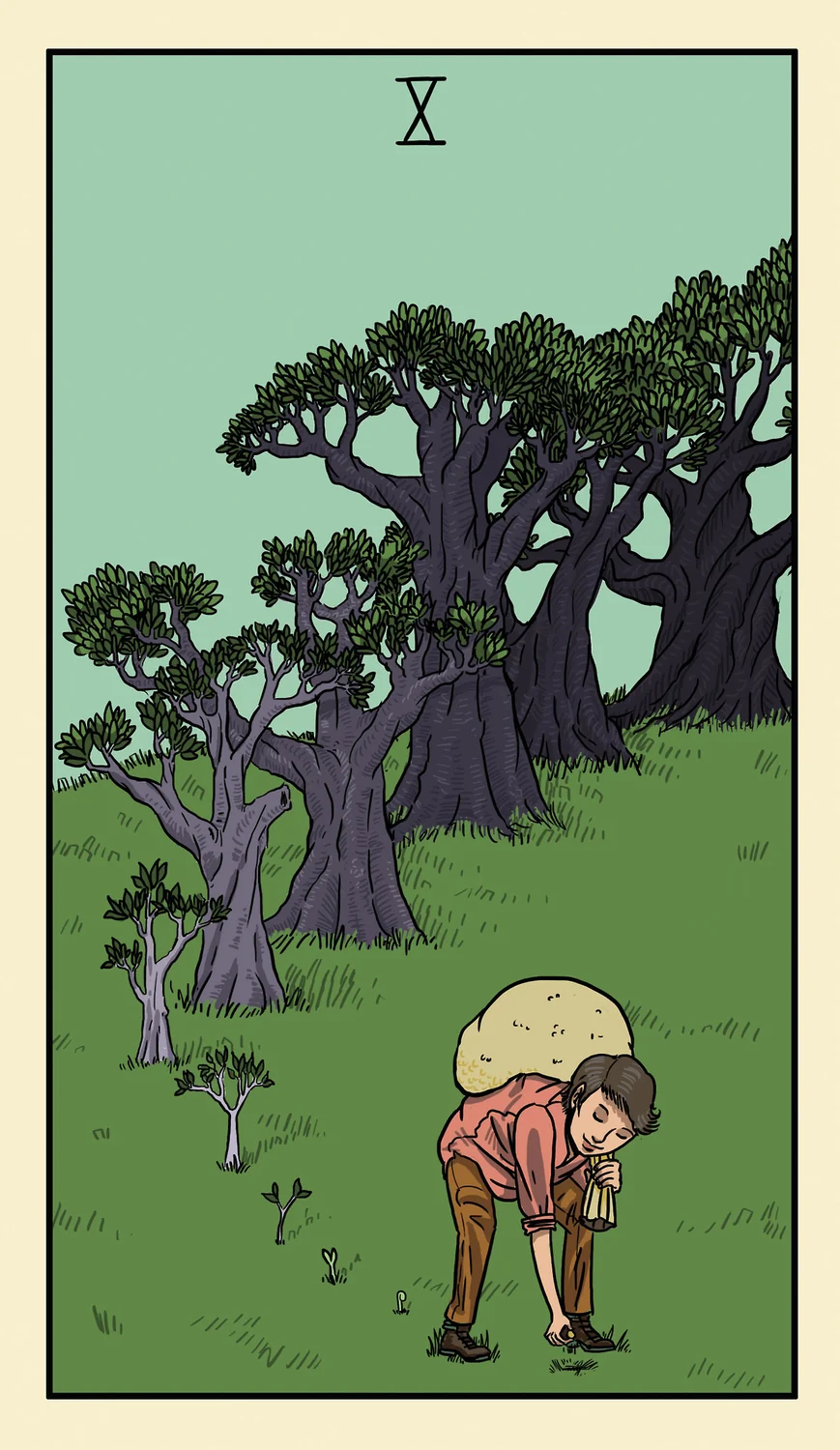 X of Oaks card from the Delta Enduring Tarot deck