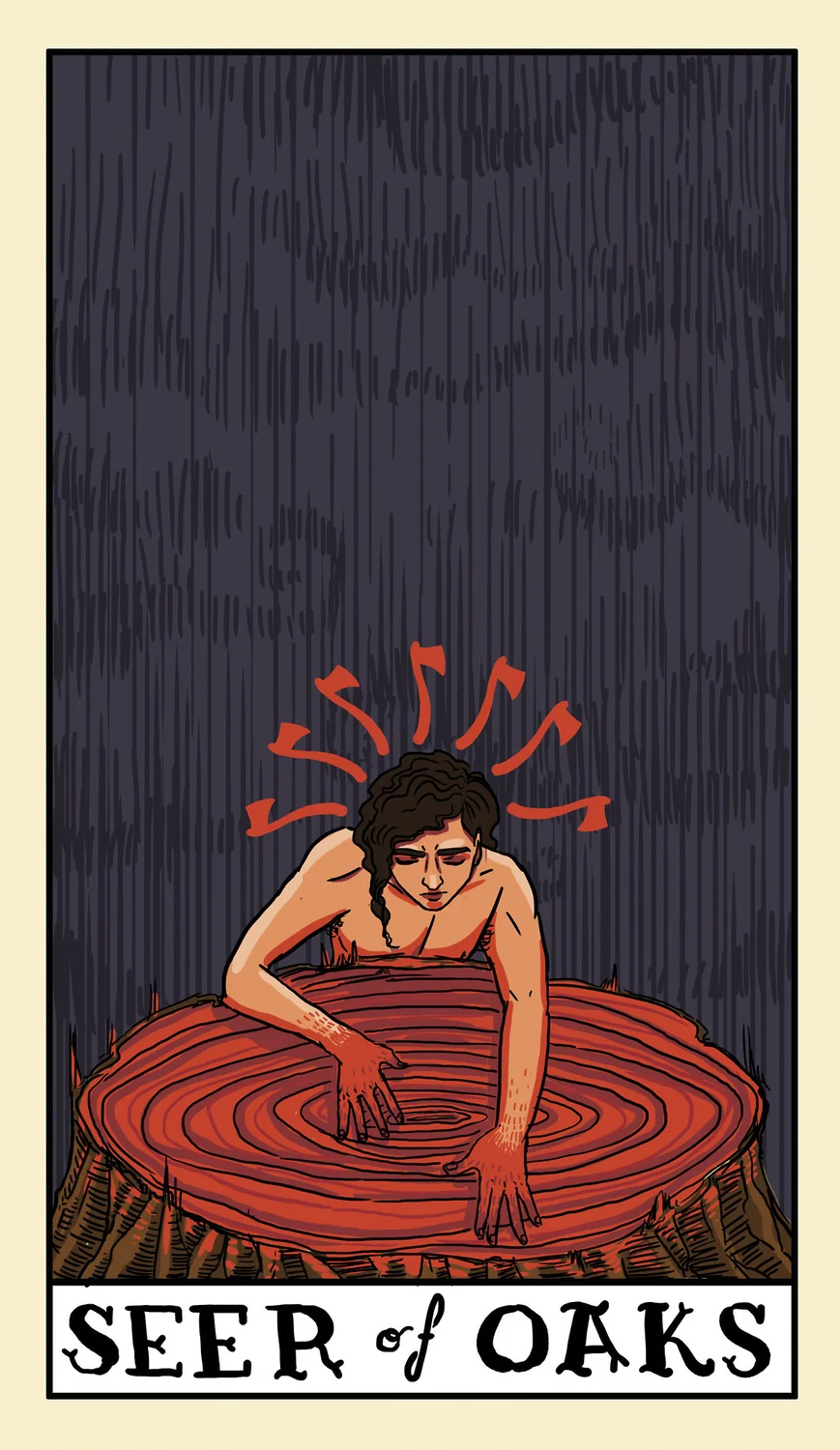 Seer of Oaks card from the Delta Enduring Tarot deck