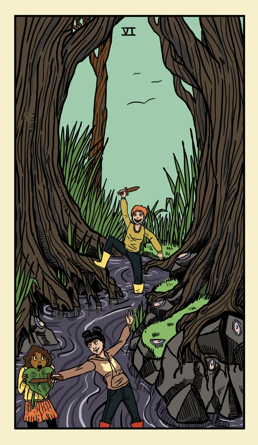 VI of Oysters card from the Delta Enduring Tarot deck