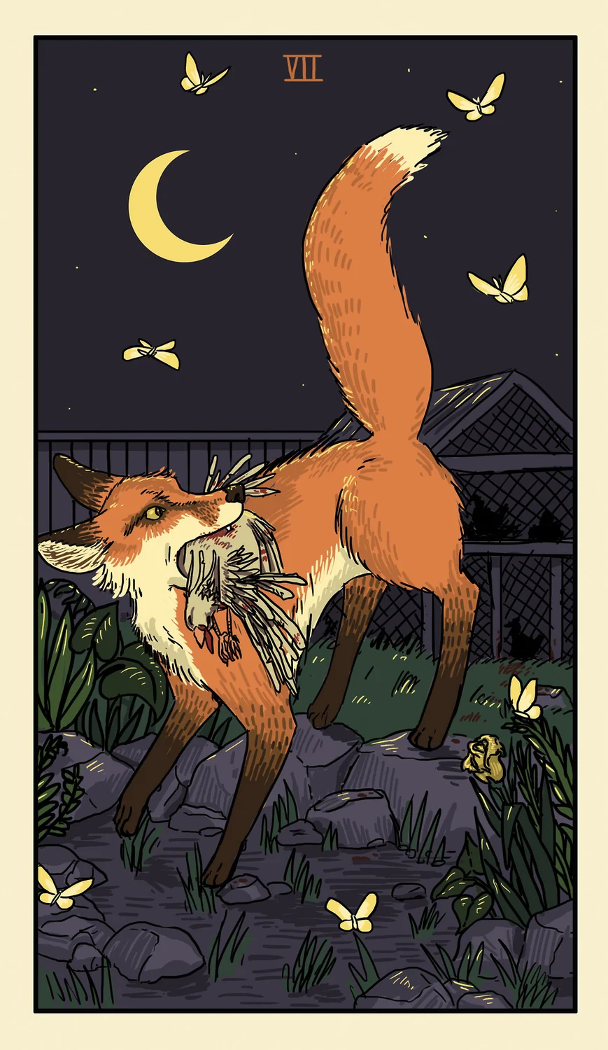 VII of Moths card from the Delta Enduring Tarot deck
