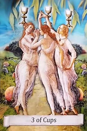 3 of Cups from the Distant Past Tarot deck