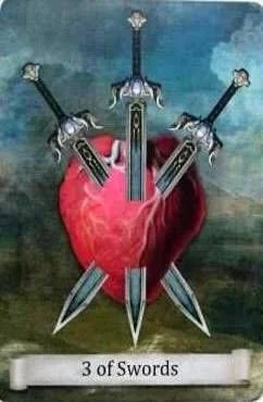 3 of Swords from the Distant Past Tarot deck