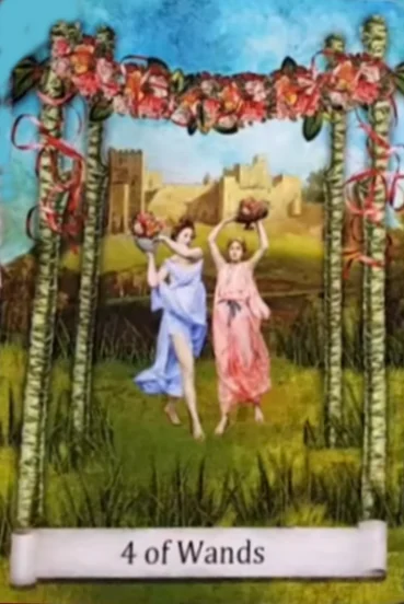 4 of Wands from the Distant Past Tarot deck