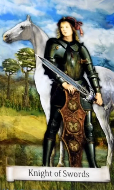 Knight of Swords from the Distant Past Tarot deck