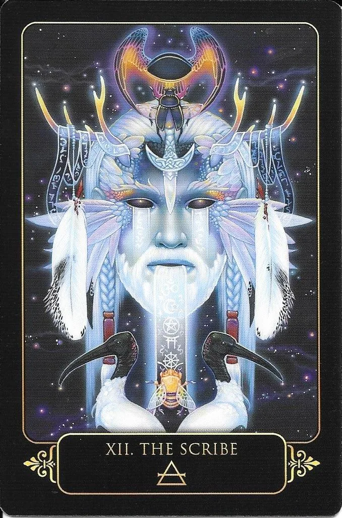 Dreams of Gaia Tarot Review 8 XII. The Scribe card from Dreams of Gaia Tarot