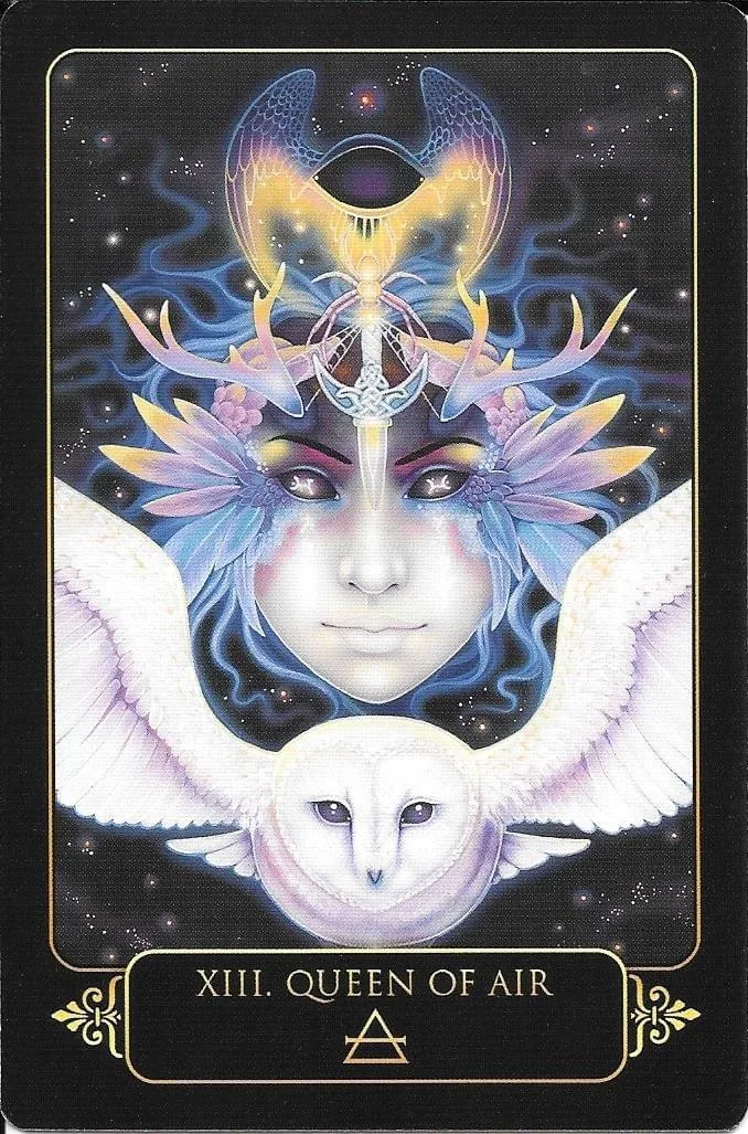 Dreams of Gaia Tarot Review 9 XIII. Queen of Air card from Dreams of Gaia Tarot