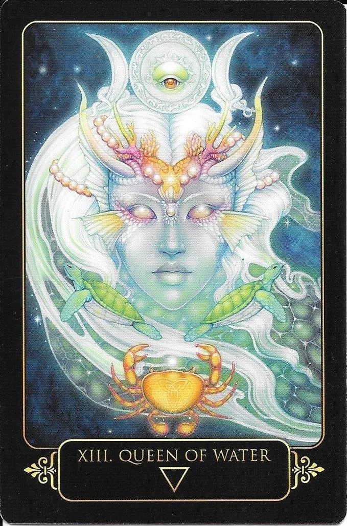 Dreams of Gaia Tarot Review 14 XIII. Queen of Water card from Dreams of Gaia Tarot