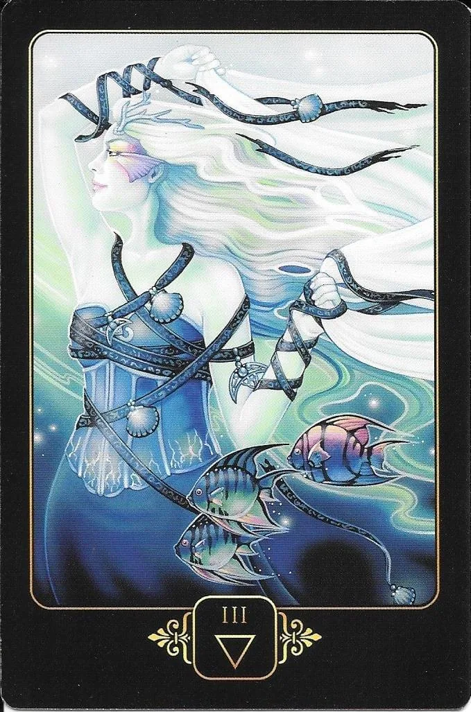 3 of Water card from the Dreams of Gaia Tarot deck