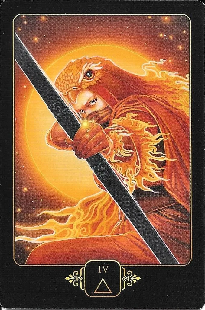 4 of Fire card from the Dreams of Gaia Tarot deck