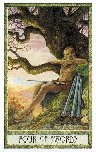 4 of Swords - Druidcraft Tarot - Tarot Deck by Philip and Stephanie Carr-Gomm