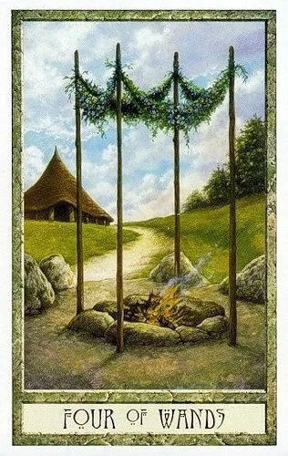 4 of Wands - Druidcraft Tarot - Tarot Deck by Philip and Stephanie Carr-Gomm