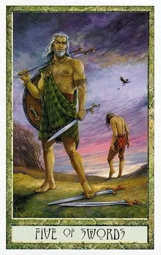 5 of Swords - Druidcraft Tarot - Tarot Deck by Philip and Stephanie Carr-Gomm