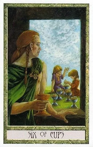 6 of Cups - Druidcraft Tarot - Tarot Deck by Philip and Stephanie Carr-Gomm