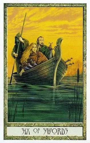 6 of Swords - Druidcraft Tarot - Tarot Deck by Philip and Stephanie Carr-Gomm