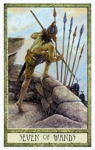 7 of Wands - Druidcraft Tarot - Tarot Deck by Philip and Stephanie Carr-Gomm