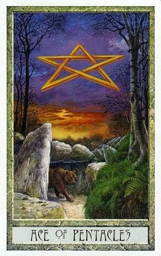 Ace of Pentacles - Druidcraft Tarot - Tarot Deck by Philip and Stephanie Carr-Gomm