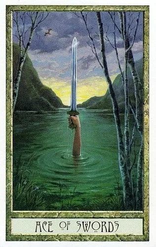 Ace of Swords - Druidcraft Tarot - Tarot Deck by Philip and Stephanie Carr-Gomm