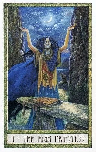 The High Priestess card from the Druidcraft Tarot deck
