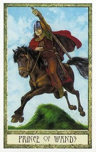 Prince of Wands card from the Druidcraft Tarot deck