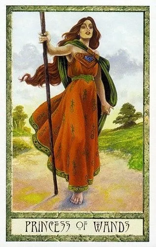 Princess of Wands - Druidcraft Tarot - Tarot Deck by Philip and Stephanie Carr-Gomm
