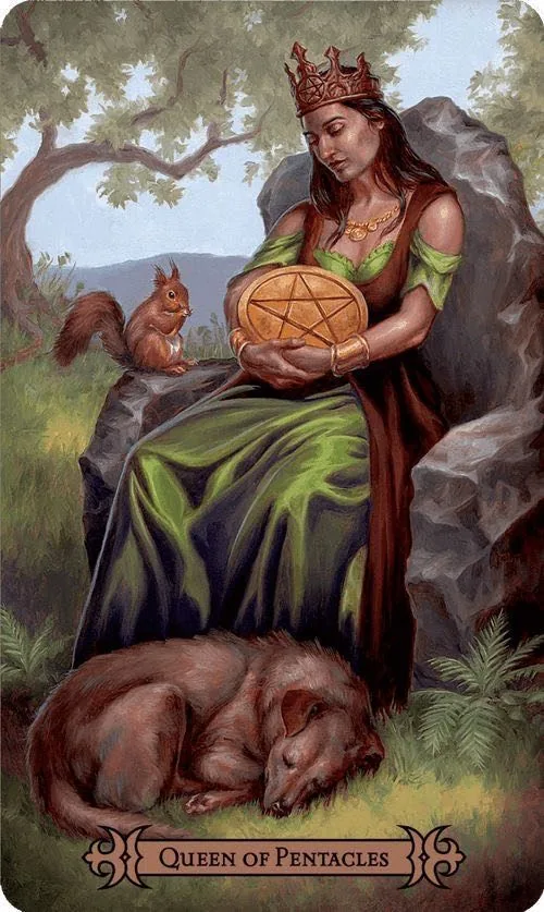 Queen of Pentacles - Druidcraft Tarot - Tarot Deck by Philip and Stephanie Carr-Gomm