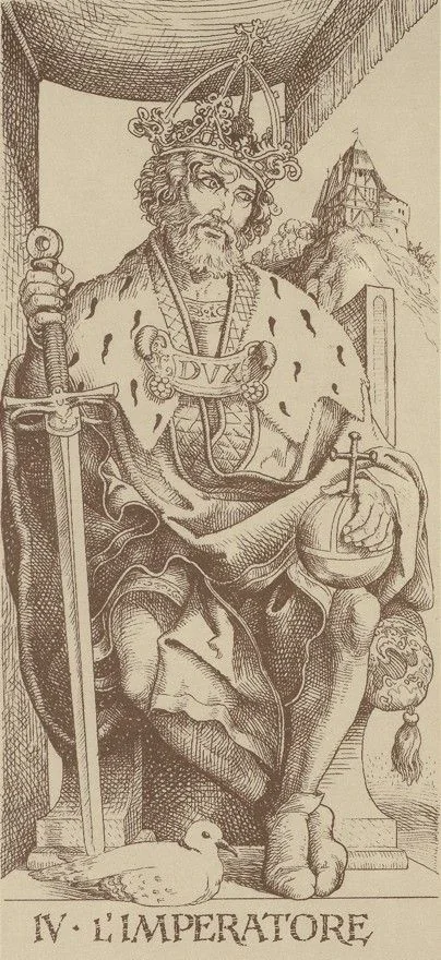 1989 Edition — IV. The Emperor - The Durer Tarot - Tarot Deck by Giacinto Gaudenzi