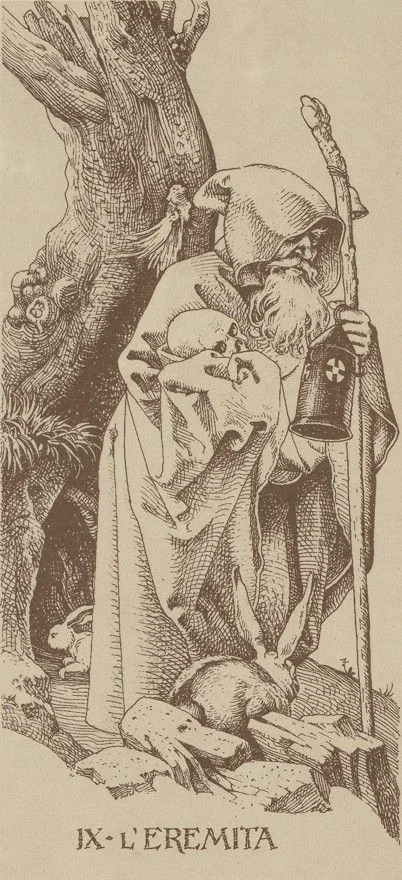 1989 Edition — IX. The Hermit - The Durer Tarot - Tarot Deck by Giacinto Gaudenzi