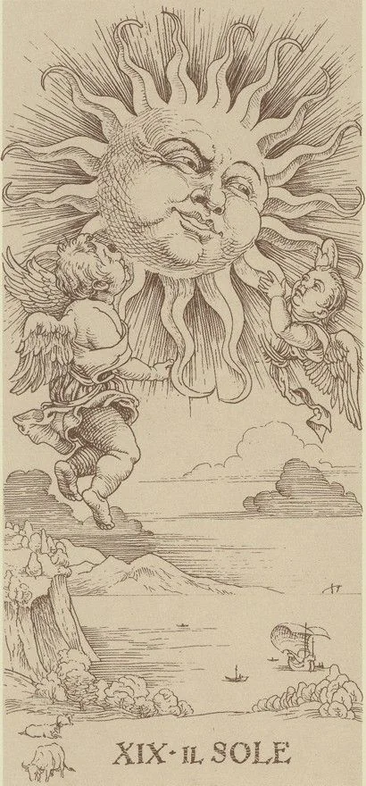 1989 Edition — XIX. The Sun - The Durer Tarot - Tarot Deck by Giacinto Gaudenzi