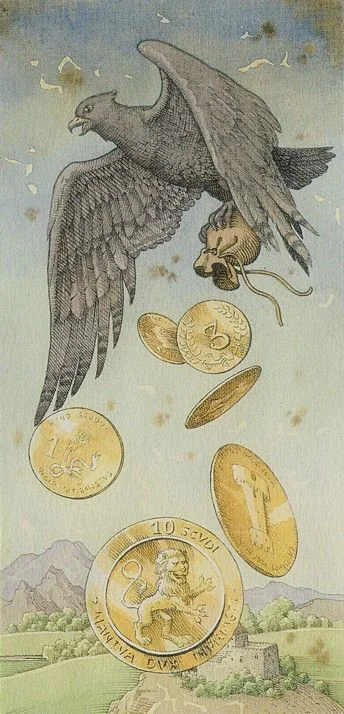 Six Of Pentacles - The Durer Tarot - Tarot Deck by Giacinto Gaudenzi