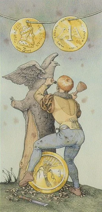 Three Of Pentacles - The Durer Tarot - Tarot Deck by Giacinto Gaudenzi