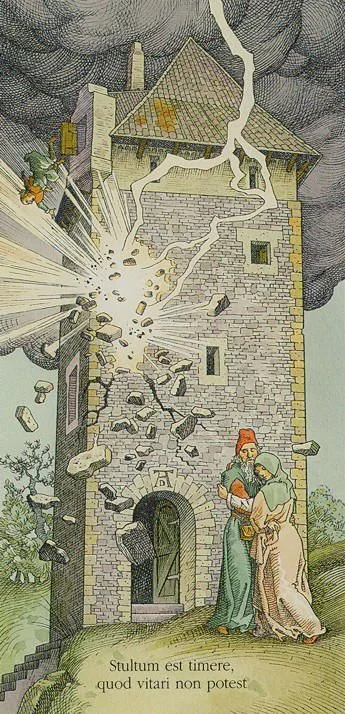 XVI. The Tower - The Durer Tarot - Tarot Deck by Giacinto Gaudenzi