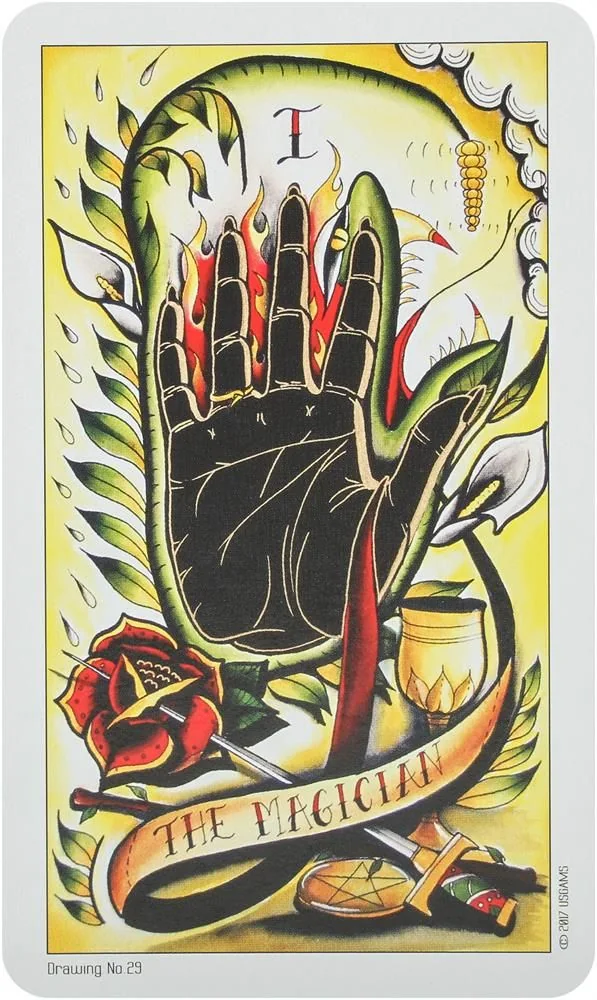 The Fool card from the Eight Coins Tattoo Tarot deck