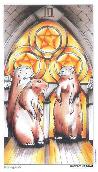 The Bear / Strength Study card from the Eight Coins Tattoo Tarot deck