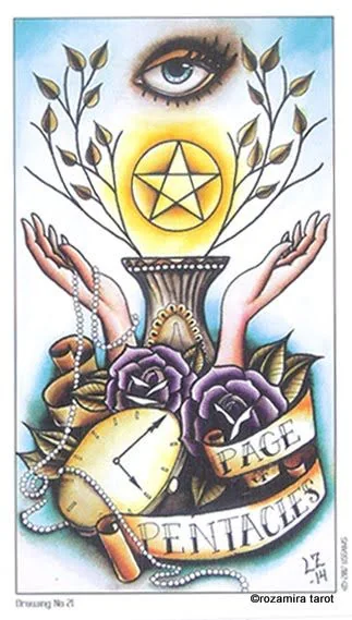Two of Pentacles card from the Eight Coins Tattoo Tarot deck
