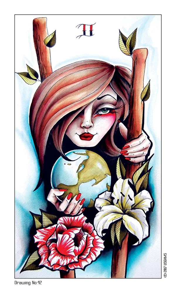 Princess of Wands card from the Eight Coins Tattoo Tarot deck