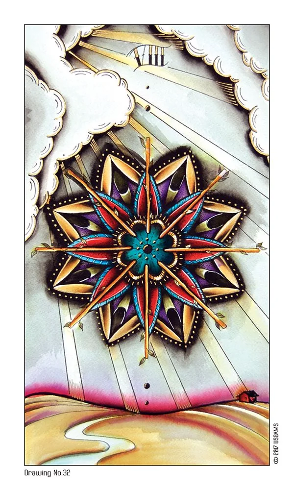 Star Wands Study card from the Eight Coins Tattoo Tarot deck