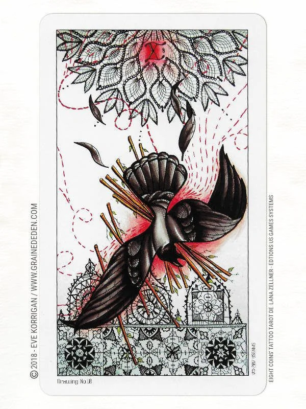 Six of Wands card from the Eight Coins Tattoo Tarot deck