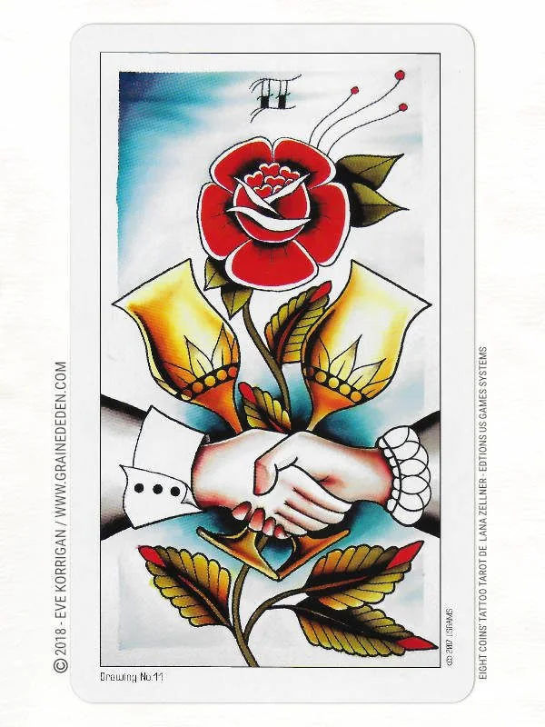 Two of Cups card from the Eight Coins Tattoo Tarot deck